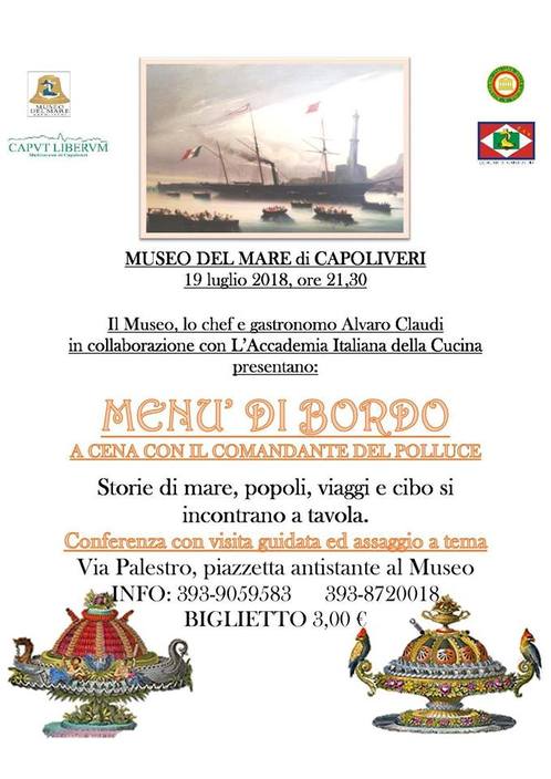 Il 19 luglio al Museo del Mare si va alla scoperta del Men di Bordo del Polluce con degustazione a tema. Il 20 luglio il laboratorio per bambini Che fatica stare a galla.  